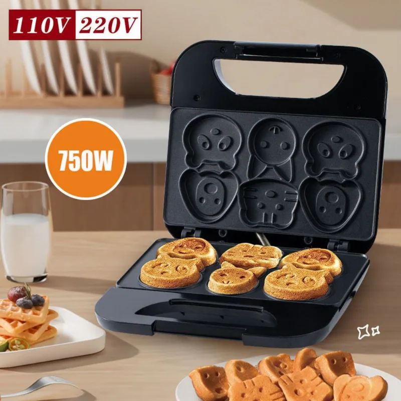 Mini Waffle Maker Machine - Mesin Biskuit Kartun Rumah Tangga US