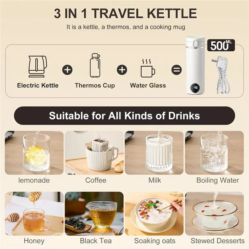 【BARU】Ketel Mini Portabel 500M - Electric Kettle Temperature Control ulasan dan harga